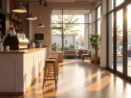 社区咖啡馆的吧台视角，咖啡师在专注手冲，背景是安静的客人，有人在看书，有人在用电脑，营造专注的工作氛围